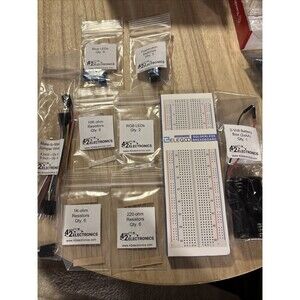 MIXED LOT ELECTRONICS Solderless Breadboard Resistors Jumper Push buttons More!